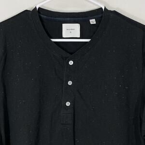 Billy Reid Short Sleeve Henley Tee Men’s Size XL Black Speckled Cotton Shirt